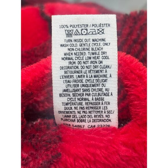 Victorias Secret Plush Robe Cardigan M/L Silver Sequin Dog Logo Red Black Check - Picture 9 of 11